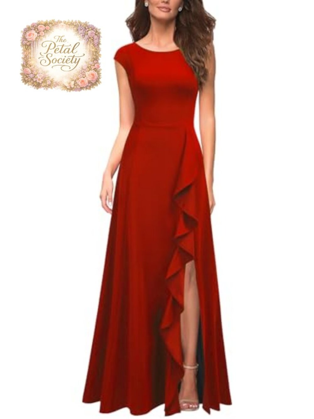 Ruffled Maxi Formal Dress with Pockets High Waist Split Sleeveless